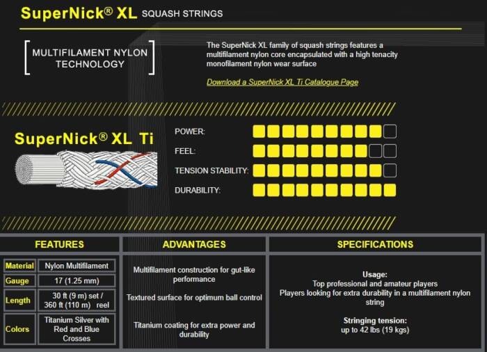 ASHAWAY SUPERNICK XL TITANIUM 1.25 - SET 9M - Afbeelding 2