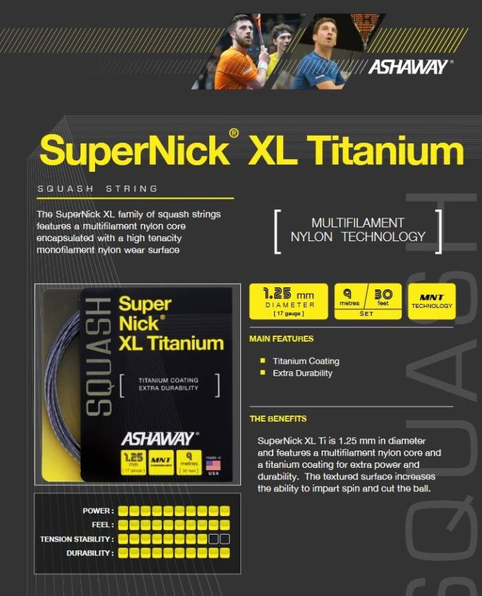 ASHAWAY SUPERNICK XL TITANIUM 1.25 - SET 9M - Afbeelding 3