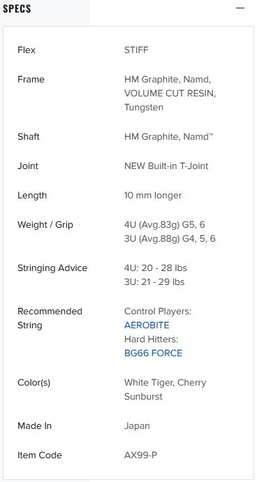 YONEX ASTROX 99 PRO - WHITE TIGER (Testracket) - Afbeelding 5