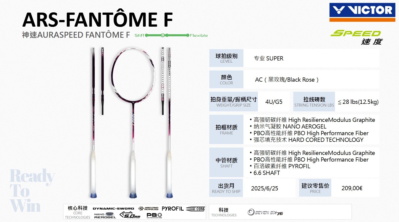 VICTOR AURASPEED FANTOME F AC - BLACK ROSE - Afbeelding 3