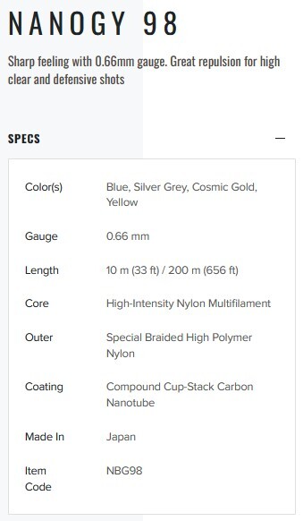 YONEX NANOGY 98 - COSMIC GOLD - SET 10M - Afbeelding 3