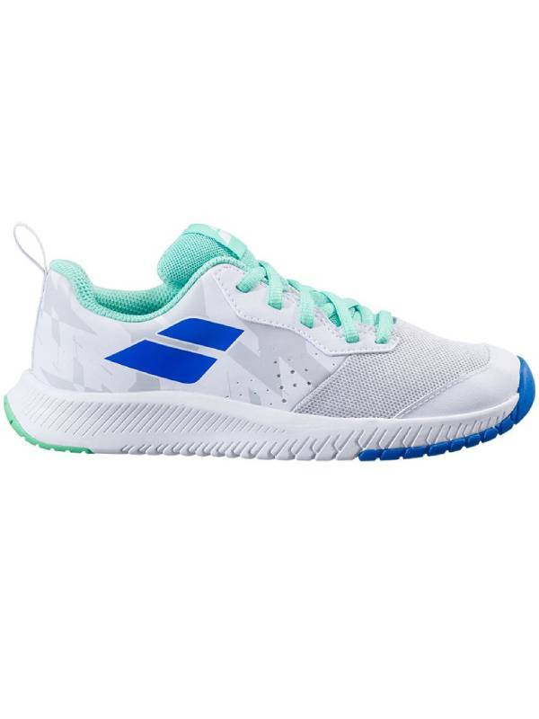BABOLAT PULSION ALL COURT JR - WIT/GROEN/BLAUW