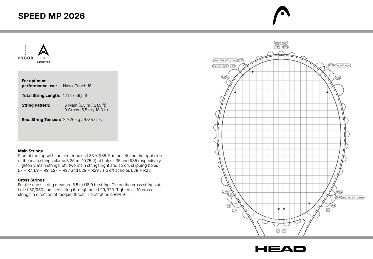HEAD SPEED MP 2026 (300 g) - ZWART / WIT - Afbeelding 6
