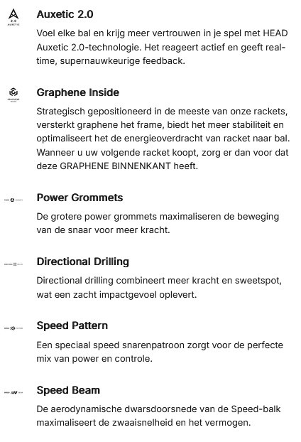 HEAD SPEED MP 2026 (300 g) - ZWART / WIT - Afbeelding 3