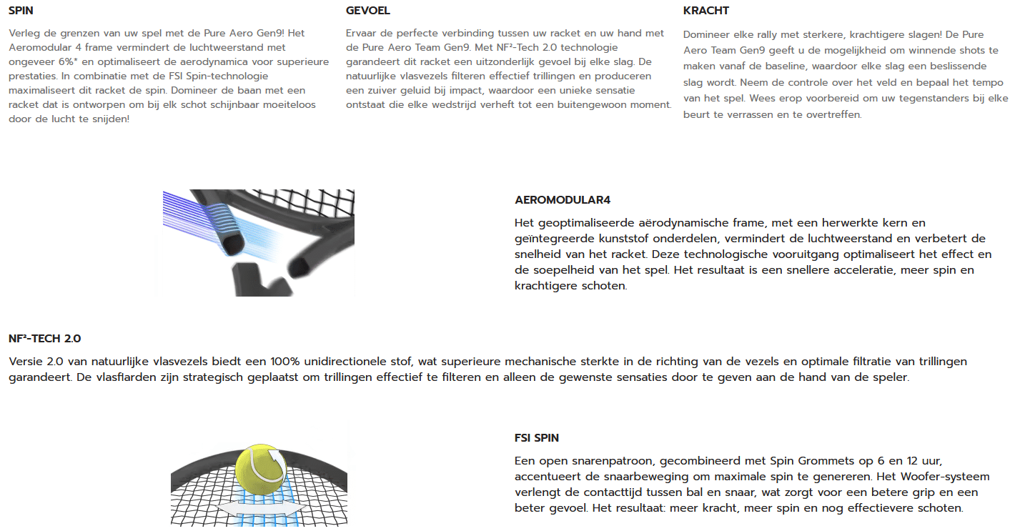 BABOLAT PURE AERO TEAM (285 g) GRIJS/GEEL 9th gen - Afbeelding 7